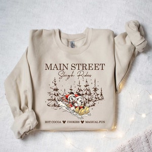Retro Mickey Minnie Main Street Sleigh Rides Shirts, Disney Christmas Shirt, Mickey Minnie Christmas Sweatshirt, Mickey Christmas Gift