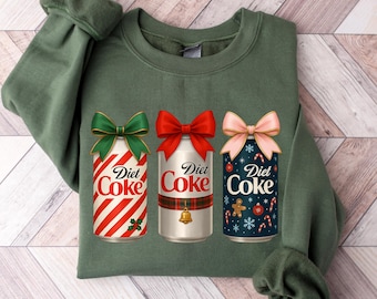 Sudadera navideña de Coca-Cola Light, camiseta de Coca-Cola Light, camiseta navideña de Coca-Cola, sudadera con capucha para amantes de la Coca-Cola Light, regalo de Navidad de Coca-Cola, suéter para fanáticos de la Coca-Cola Light