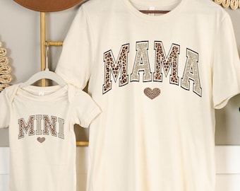Camisetas a juego para mamá y mini, camiseta de leopardo dorado para mamá y mini, regalo para el día de la madre, camisetas a juego para mamá y yo, camiseta a juego para mamá mini