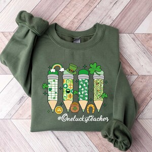 One Lucky Teacher Shirt, Saint Patrick's Day Lucky Teacher Shirt, Four Leaf Clover Sweatshirt, Lucky Shirt For Teacher, Irish Shirt
