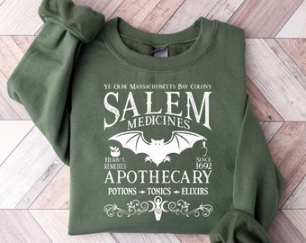 Chemise Halloween apothicaire Salem, chemise chauve-souris sorcière herboriste, chemise Halloween apothicaire Salem potion, chemise soeurs sorcières, chemise sorcière Salem
