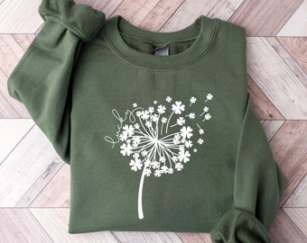 St Patricks Day Dandelion Sweater, Shamrock Sweatshirt, Patrick Day Lucky Shirt, Clover Shirt, Dandelions Patrick Day Shirt, Irish Day Shirt