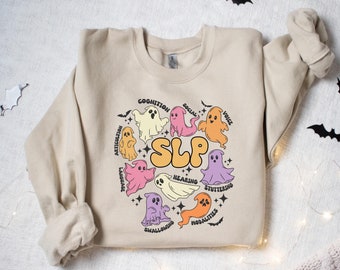 Speech Therapy Sweatshirt, SLP Ghost Shirt, Speech Therapy Halloween Shirt, Speech Therapist, SLP Halloween Shirt, Spooky SLP, Slp Sweater