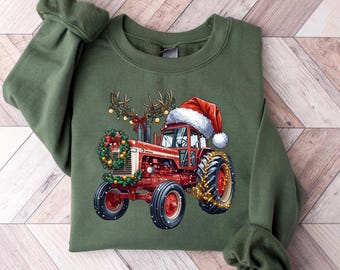 Farm Fresh Christmas Trees Tractor Sweater, Christmas Tractor Family Tee, Christmas tShirt, Xmas Family, Red Truck Gift, Christmas Shirt