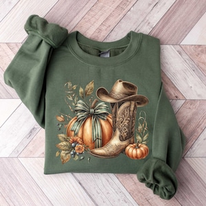 Howdy Pumpkin Shirt, Western Fall Shirt, Fall Coquette Bow T Shirt, Fall Vibes, Fall Sweatshirt, Thanksgiving Gift, Cowgirl Shirt