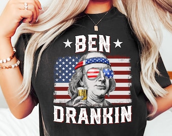 Camisa divertida del 4 de julio, camisa retro de EE. UU., camisa de Ben Drankin, camisa divertida del 4 de julio, camisa patriótica, camisa Merica, camiseta del Día de la Independencia