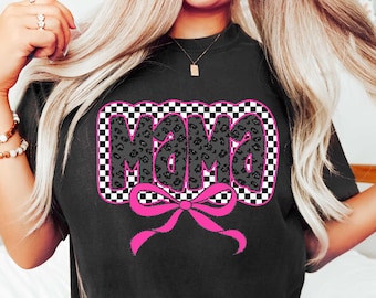 Coquette Mama Bow Shirt, Mama T-Shirt, Mothers Day Gift for Mom Birthday Gift For New Mom Gift, Mom Baby Shower Shirts