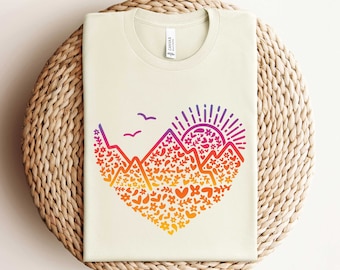Mountain Heart Shirt, Cruise Sweatshirt, Family Matching Shirt, Hiking Shirt, Sunset Sweatshirt, Holiday Shirt, Camping Sweatshirt