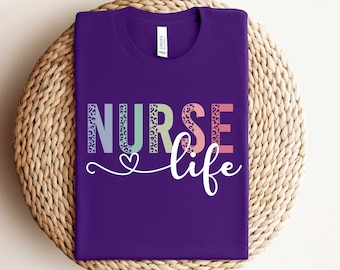Nurse Life Shirt, Leopard Nurse Shirt, Gift for Nurse, RN Nurse Sweatshirt, Nurse Appreciation Shirt, Registered Nurse Shirt, New Nurse Gift