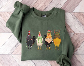 Crazy Chicken Christmas Shirt, Chicken Christmas Lights Shirt, Chicken Lover Gifts, Funny Chicken Shirt, Farmer Gifts, Farm Animal tshirt