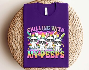 Peeps Shirt, Cute Easter Girl Shirt, Chilling With My Peeps Shirt, Cute Kids Shirt For Easter, Easter Toddler, Easter Gift For Kids,