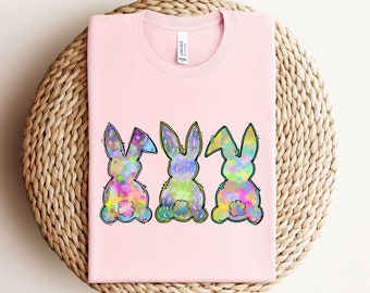 Easter Bunny Sweatshirt, Colorful Easter Bunny Shirt, Bunny Tshirt, Easter Gift, Cute Women Easter Shirt, Easter Colorful Shirt