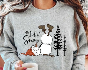 Let it Snow Christmas Snowman Sweatshirt, Christmas Sweatshirt, Christmas Shirts for Women, Snowman Shirt,Snowman T-Shirt,Christmas Crewneck