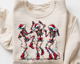 Christmas Skeleton Sweatshirt, Christmas Dancing Skeleton Sweatshirt, Funny Christmas Shirt, Dead Inside But Christmas Shirt and Sweatshirt