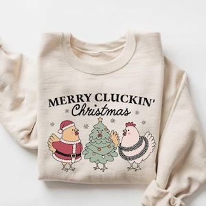 Merry Christmas Chicken Sweatshirt, Christmas Chicken Shirt, Funny Xmas Shirt, Farm Animal Christmas Shirt, Chicken Lover Shirt, Xmas Gift