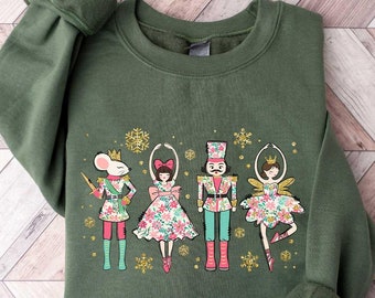 Nutcracker Sweatshirt, Christmas Nutcracker Shirt, Christmas Gift, Faux Sequin Shirt, Womens Christmas, Holiday Sweaters, Christmas Crewneck