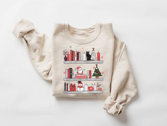Bookish Christmas Shirt, Cozy Christmas Books Shirt, Bookshelf Shirt, Christmas Librarian Gift, Teacher Christmas Shirt, Gift For Book Lover