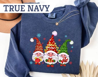 Comfort Colors®Christmas Gnomes Sweatshirt, Cute Gnome tShirt,Holiday Gift, Christmas Gnomes Tee, Christmas Lights Shirt, Funny Christmas