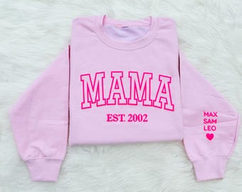 Neon Puff Pink Sweatshirt, pink Mom, Mama Sweatshirt, Mothers Day Gift, Cool Mom, First Mothers Day Gift , Mom Life Shirt, New Mom Gift