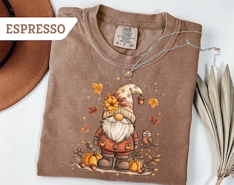 Comfort Colors® Fall Gnome Shirt, Fall Vibes Sweatshirt, Thanksgiving Gnomes Tshirt, Cozy Sweatshirt, Cute Thanksgiving Gnomes Tshirt