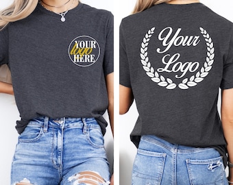 Bella Canvas Custom Double Sided Logo Shirts, Personalized Front Back Logo tShirt, Custom Design Tee, Custom Photo Tee ,Your Business Logo