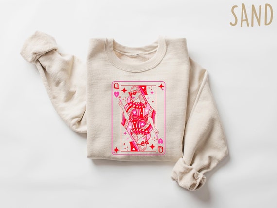 Queen of Hearts Valentine Shirt Gift Her - Valentines Comfort Gift Bride Shirt - Mothers Day Shirt Mom Gift Bachelorette Party Shirts