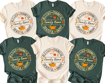 Camiseta familiar personalizada de Acción de Gracias, camiseta familiar personalizada de Acción de Gracias, regalo familiar de otoño a juego, camiseta de reunión familiar de Acción de Gracias