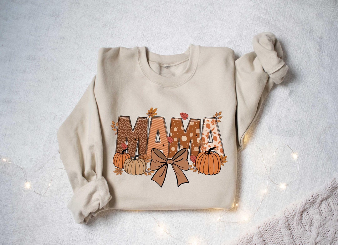 Fall Vibes Mama Sweatshirt, Cozy Crewneck for Moms, Halloween Gift, Seasonal Apparel, Autumn Fashion