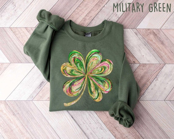 Retro Shamrock Sweatshirt, Womens Shenanigans Sweatshirt, Cute St Patricks Day Sweatshirt, Lucky Sweatshirt, Irish Shirt, Four Leaf Clover
