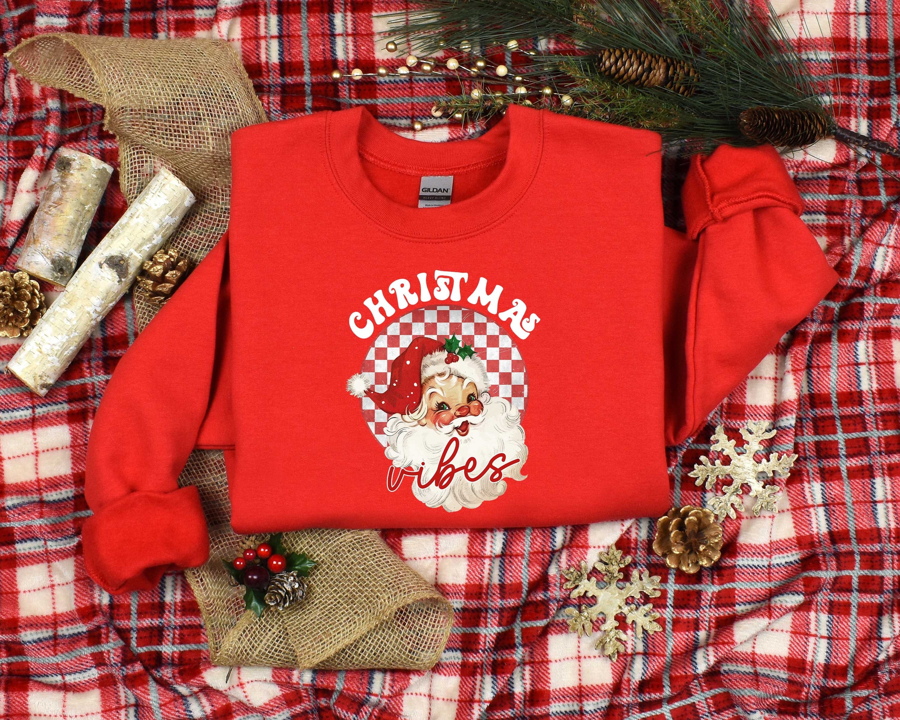 Retro Christmas Vibes Shirt, Christmas Shirt, Christmas Gift, Santa Sweatshirt, Xmas Shirt, Merry Christmas Shirt, New Year Shirt