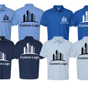 Camiseta polo personalizada con logo a doble cara, polo de trabajo con el logo de su empresa por delante y por detrás, polo de uniforme de empresa a juego para el personal.