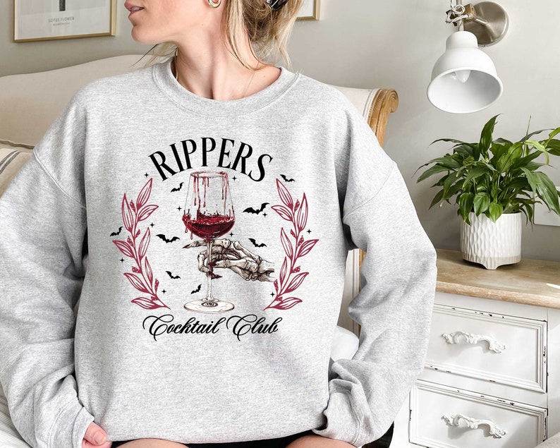 Rippers Cocktail Club Sweatshirt, Halloween Vampire Sweatshirt, Spooky ...