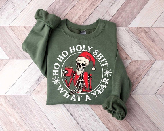 Christmas Humor Sweatshirt, Skeleton Santa Claus Sweater, Dead Inside T-shirt Christmas Gifts, Funny Christmas Crewneck