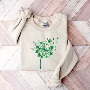 St Patricks Day Dandelion Sweater, Shamrock Sweatshirt, Patrick Day Lucky Shirt, Clover Shirt, Dandelions Patrick Day Shirt, Irish Day Shirt image 5