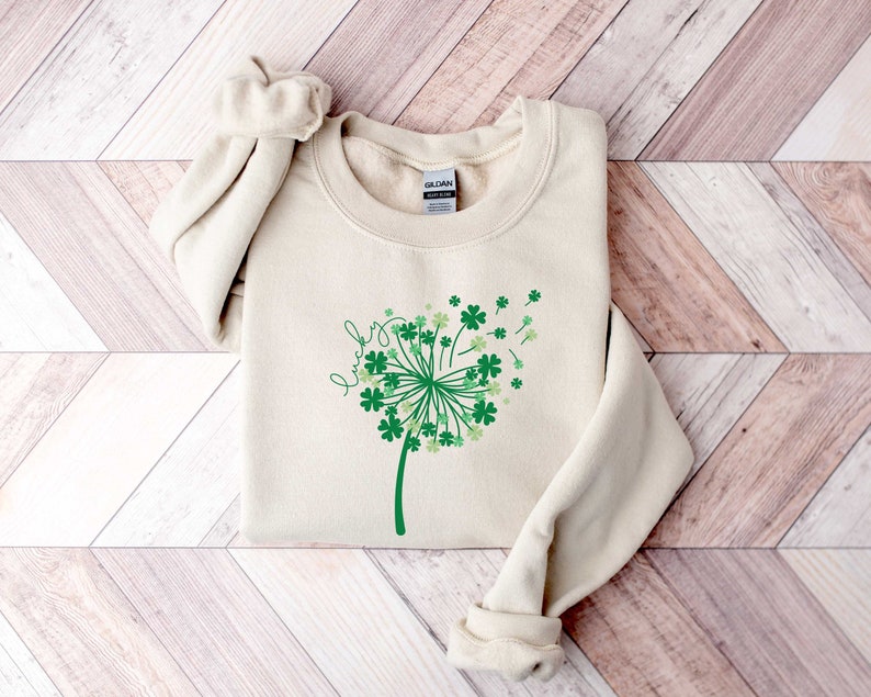 St Patricks Day Dandelion Sweater, Shamrock Sweatshirt, Patrick Day Lucky Shirt, Clover Shirt, Dandelions Patrick Day Shirt, Irish Day Shirt image 5
