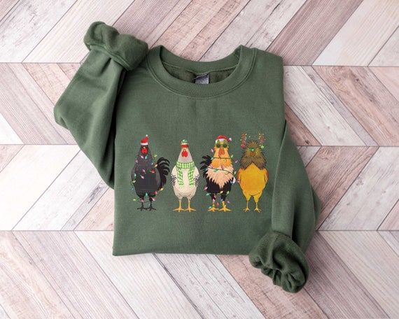 Crazy Chicken Christmas Shirt, Chicken Christmas Lights Shirt, Chicken Lover Gifts, Funny Chicken Shirt, Farmer Gifts, Farm Animal tshirt