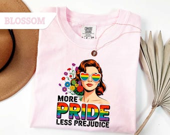 Comfort Colors®More Pride Less Prejudice Shirt, LGBTQ T-Shirt, Proud Ally Tee, Pride Month Shirt, LGBTQ Shirt, LGBTQ Gift, Lesbian Shirt