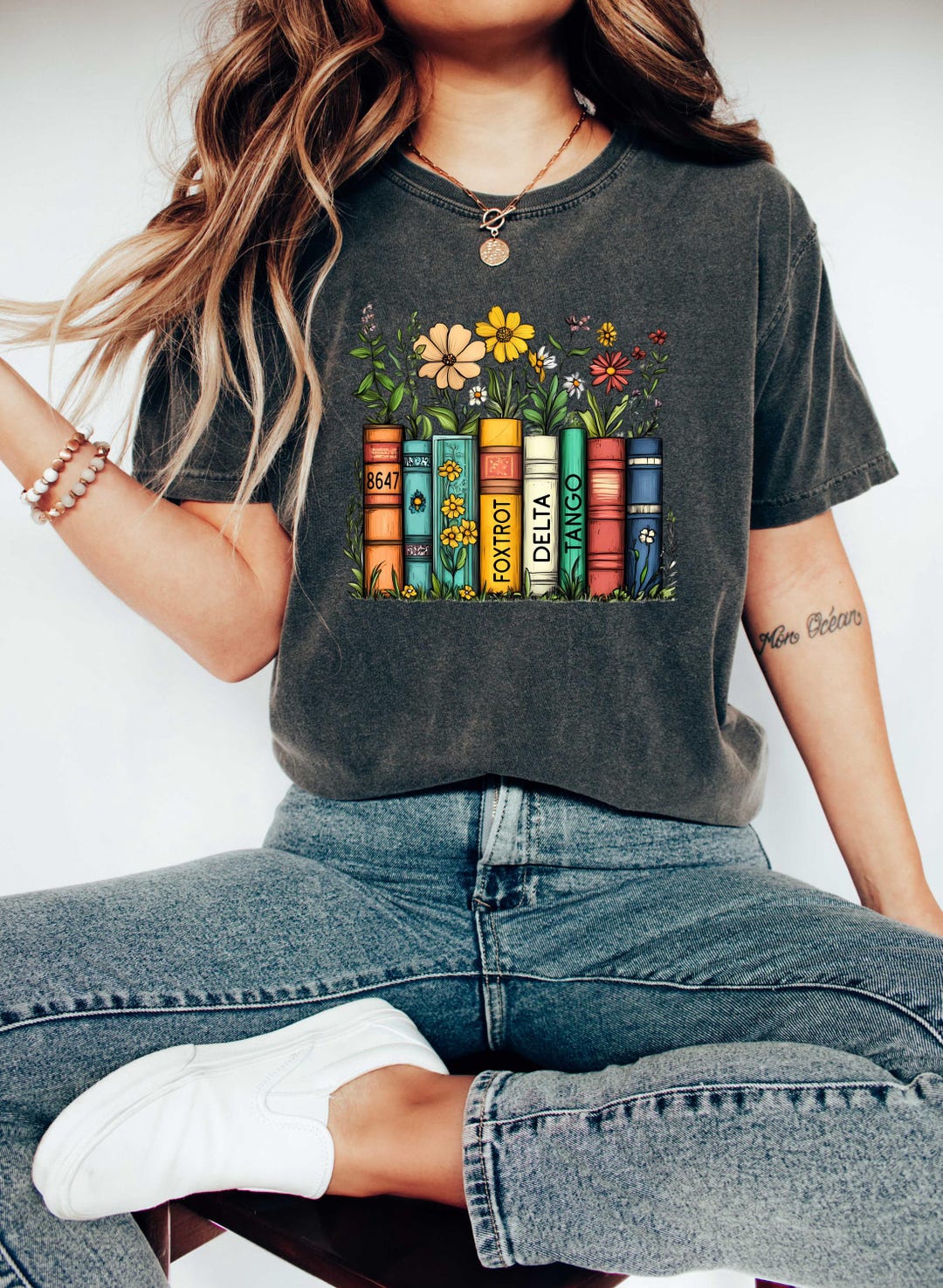 Subtle Anti-Trump Shirt,Anti-MAGA T-Shirt, Democrat Feminist Tee, Flowers and Books Protes