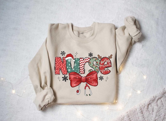 Coquette Christmas Nurse Sweatshirt, Christmas Nurse Shirt, Christmas Nurse Shirt, Christmas Gift, Merry Christmas Gift, Nurse Shirt