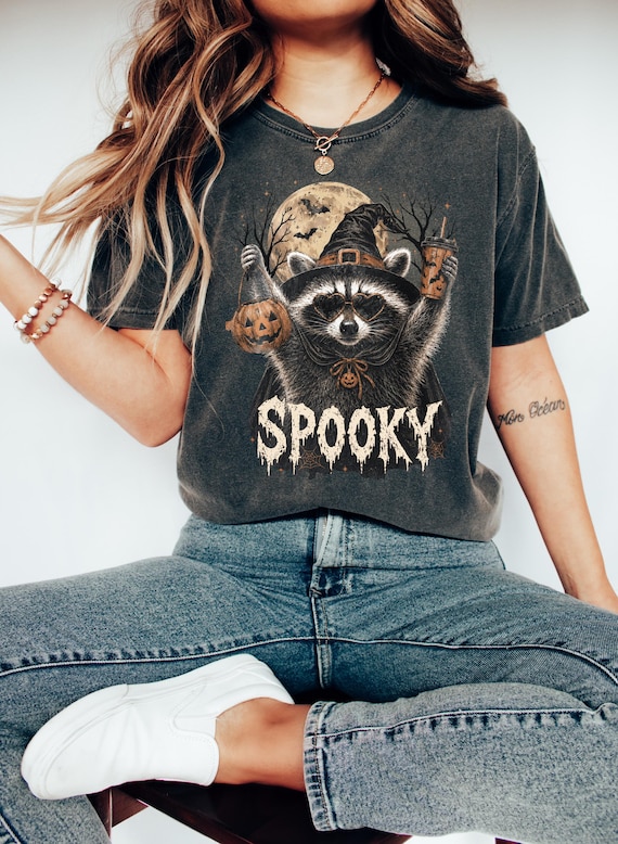 Raccoon Halloween Shirt, Spooky Season tShirt, Popular Halloween Sweatshirt, Trendy Halloween Hoodie, Spooky Raccoon Tee, Fall Gift Autumn