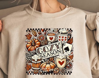 Cozy Season Sweatshirt, Autumn Lover Fall Gift, Womens Pumpkin Season Shirt, Cute Pumpkin Shirt, Autumn Leaf Shirt, Fall Coffee Latte Shirt
