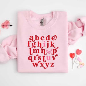 Valentine’s Teacher shirt, Valentine Teacher shirt, Teacher Alphabet Shirt, Alphabet tee, Valentine's Teacher t-shirt, Retro Teacher shirt