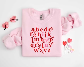 Valentine’s Teacher shirt, Valentine Teacher shirt, Teacher Alphabet Shirt, Alphabet tee, Valentine's Teacher t-shirt, Retro Teacher shirt