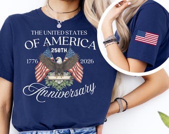 Chemise aigle 250e anniversaire des États-Unis, t-shirt drapeau américain patriotique, t-shirt jour de l'indépendance 2026, cadeau rétro USA 1776 2026. Chemise drapeau américain