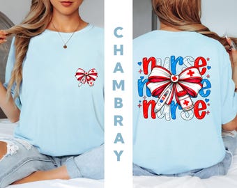 Comfort Colors® Retro Coquette USA Nurse Shirt, 4th Of July tShirt, Nurse Life USA Tee, America Nurse Gift, Memorial Day Patriotic Nurse