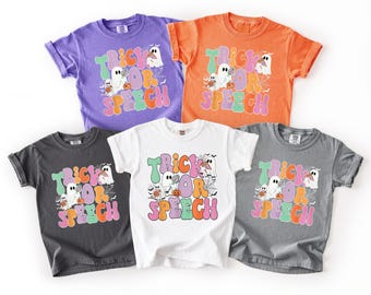 Comfort Colors® Trick Or Speech Matching Tshirt, Halloween Speech Theraphy Shirt, Halloween SLP Tee, Halloween Speech Therapist Sweatshirt