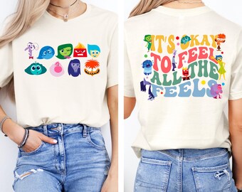 Camiseta Disney "Cada día está lleno de emociones", camiseta "Intensamente, está bien sentir todas las emociones", camiseta "Salud mental", camiseta a juego "Intensamente 2"