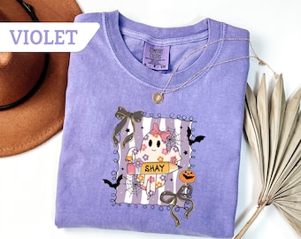 Comfort Colors®Customized Ghost Youth Shirt, Personalized Halloween Toddler Tshirt, Custom Horror Sweatshirt, Spooky Season Shirt,Halloween