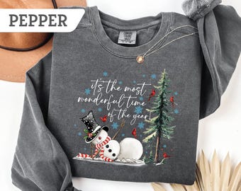 Comfort Colors®Snowman T-Shirt, Christmas Snowman Sweatshirt, Funny Christmas Tee Gift, Snowman Tee, Christmas Gift, Xmas Holiday Tshirt