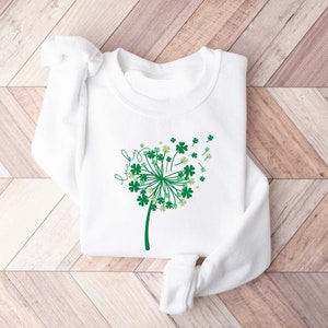 St Patricks Day Dandelion Sweater, Shamrock Sweatshirt, Patrick Day Lucky Shirt, Clover Shirt, Dandelions Patrick Day Shirt, Irish Day Shirt image 6